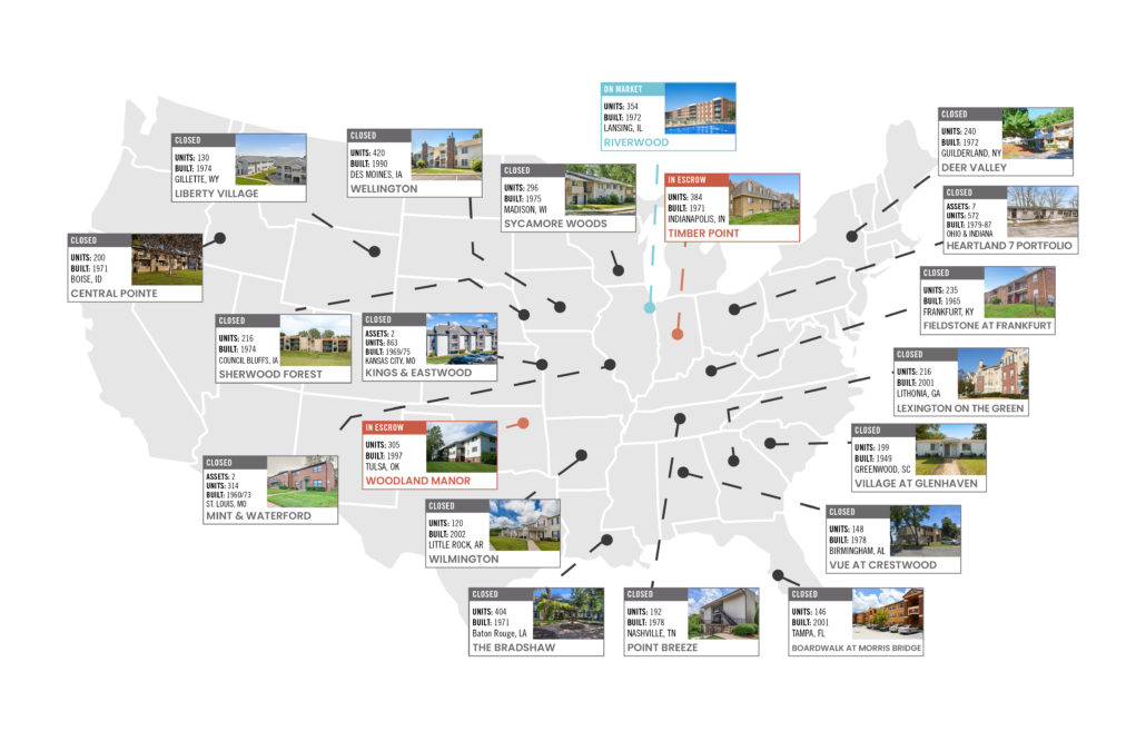 Map of properties across the US