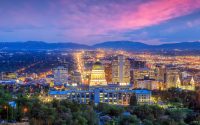 Salt Lake City skyline Utah at night in USA