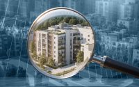 A closer look at your own home, apartment or house with a magnifying glass, house hunting, buying a house or financing a apartment - ai generated